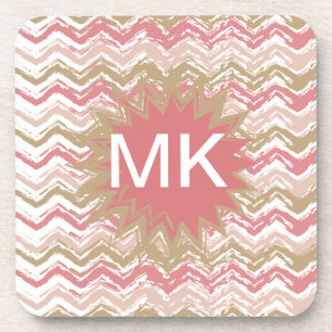 Posavasos Patrón de Chevron de ZigZag con especias corales