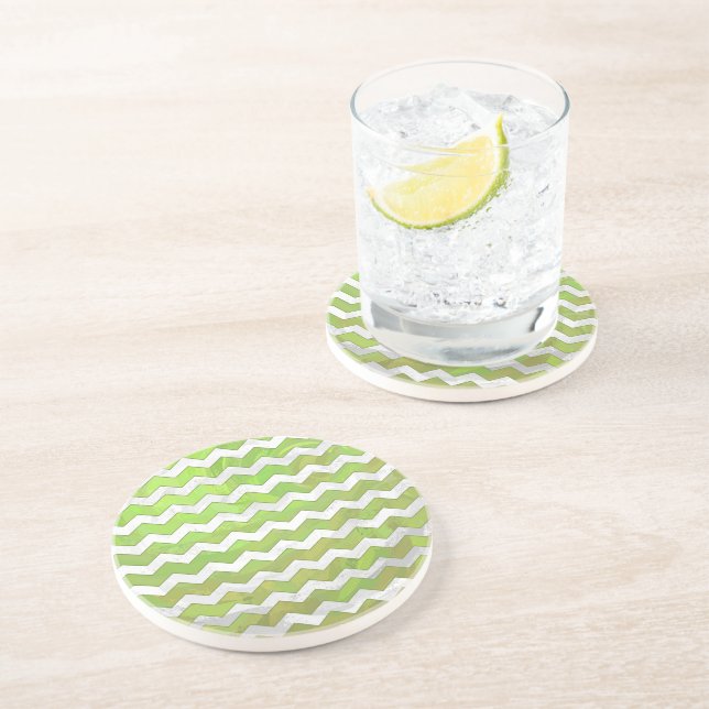 Posavasos Patrón de Chevron verde Kiwi Bash (Lado)