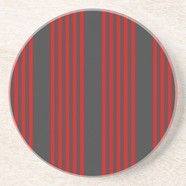 Posavasos Patrón de cinco bandas de rojo y carbón vegetal (Frente)