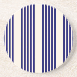 Posavasos Patrón de cinco rayas azul marino y beige