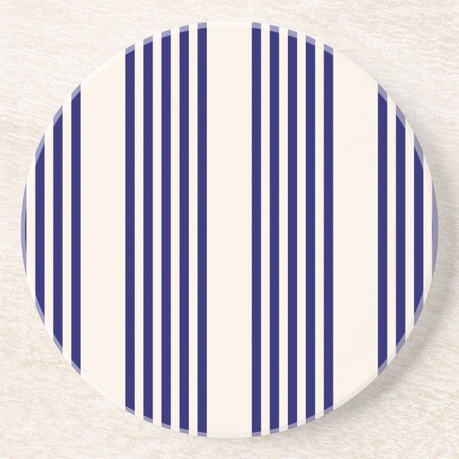 Posavasos Patrón de cinco rayas azul marino y beige (Frente)