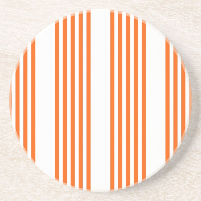 Posavasos patrón de cinco rayas blanco y naranja (Frente)
