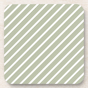 Posavasos Patrón de cinco rayas de color verde oliva y blanc