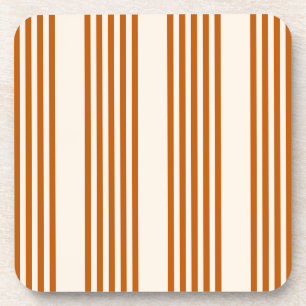 Posavasos Patrón de cinco rayas de naranja quemado y beige