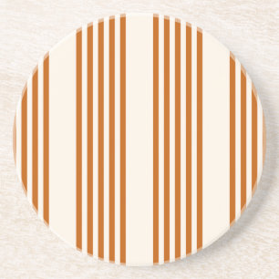Posavasos Patrón de cinco rayas de naranja quemado y beige