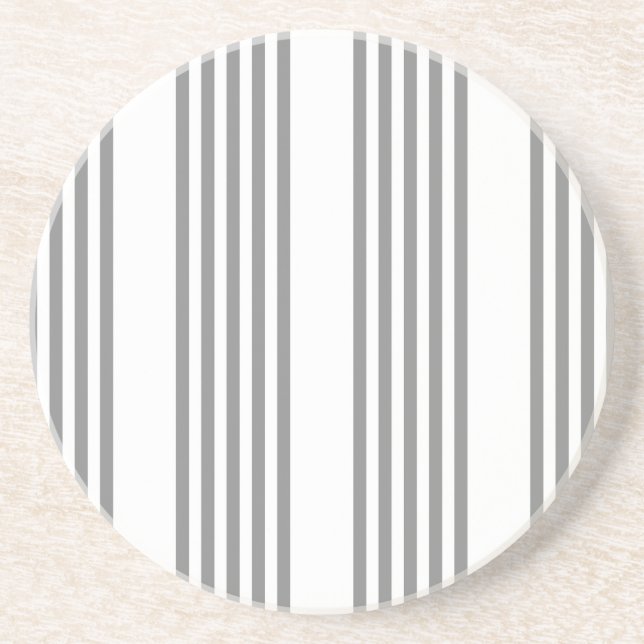 Posavasos Patrón de cinco rayas gris y blanco (Frente)