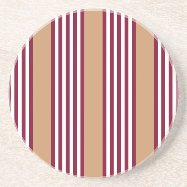 Posavasos Patrón de cinco rayas rojo burdeos (Frente)