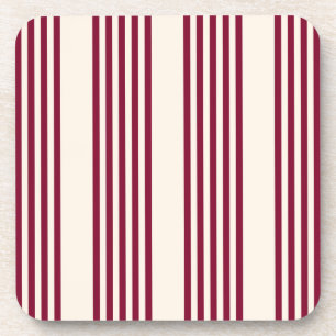 Posavasos Patrón de cinco rayas rojo y beige borgoñoso