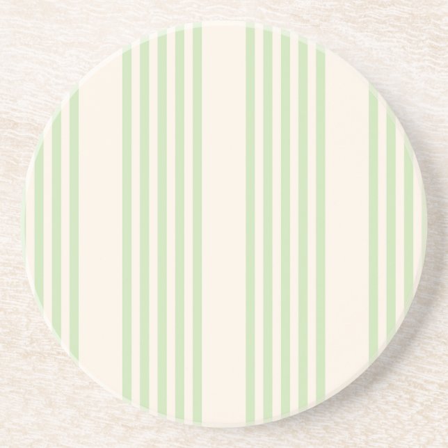 Posavasos Patrón de cinco rayas verde claro y beige (Frente)