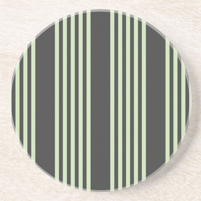 Posavasos Patrón de cinco rayas verde pálido y carbón vegeta (Frente)