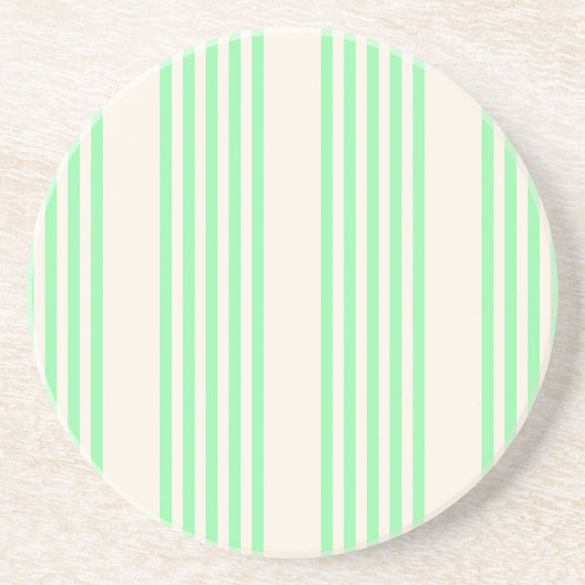 Posavasos Patrón de cinco rayas verde y beige (Frente)
