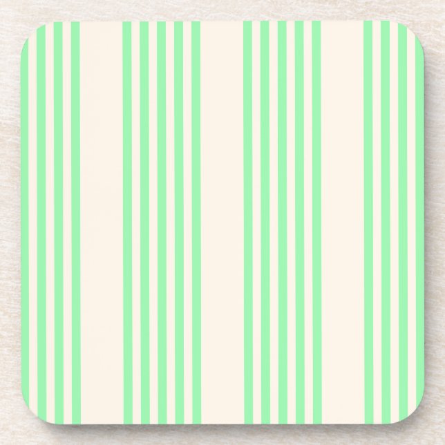 Posavasos Patrón de cinco rayas verde y beige (Frente)
