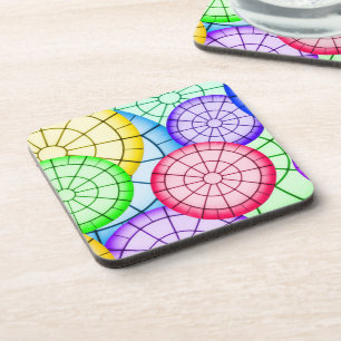 Posavasos Patrón de círculos abstractos de colores brillante