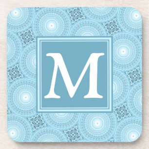 Posavasos Patrón de círculos azules de ángel de monograma