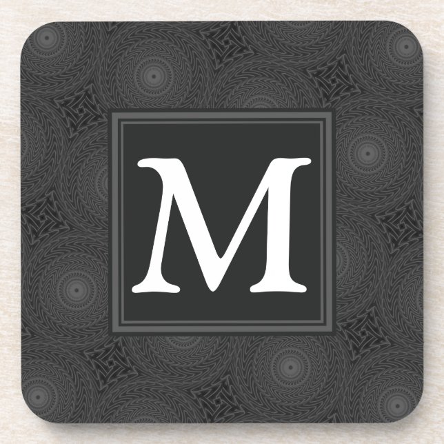 Posavasos Patrón de círculos de carbón monograma (Frente)