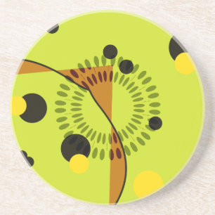 Posavasos Patrón de Círculos Geométricos de Hip Green y Blac