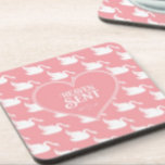Posavasos Patrón de cisne rosa y blanco para Baby Shower<br><div class="desc">Cielo enviado. Patrón de cisnes rosados y blancos para los embutidos de Baby Shower</div>