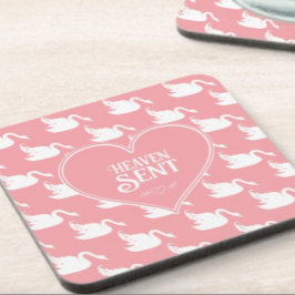Posavasos Patrón de cisne rosa y blanco para Baby Shower