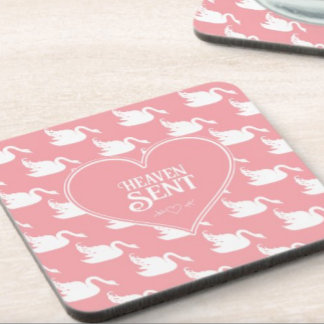 Posavasos Patrón de cisne rosa y blanco para Baby Shower