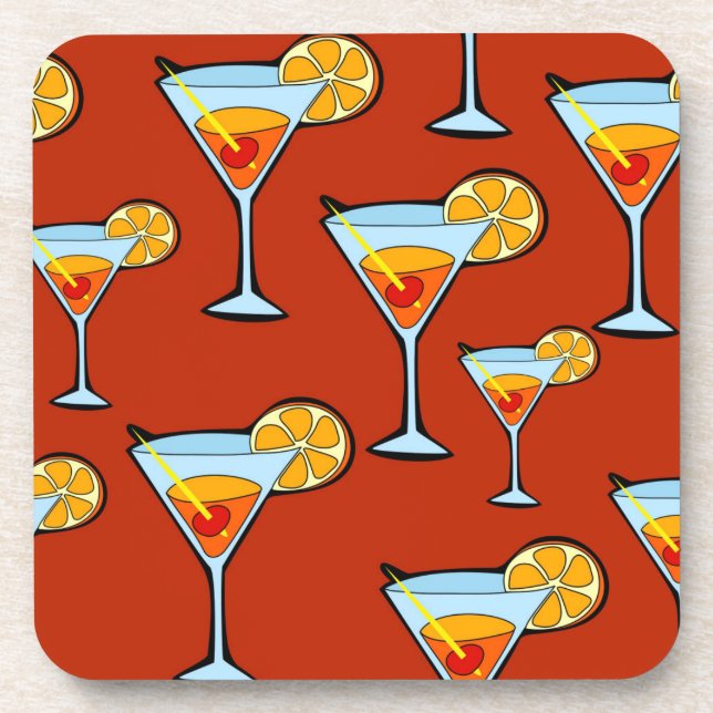 Posavasos Patrón de cócteles Martini Naranja oscuro (Frente)