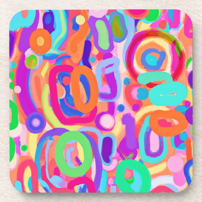 Posavasos Patrón de colores vivos brillantes (Frente)