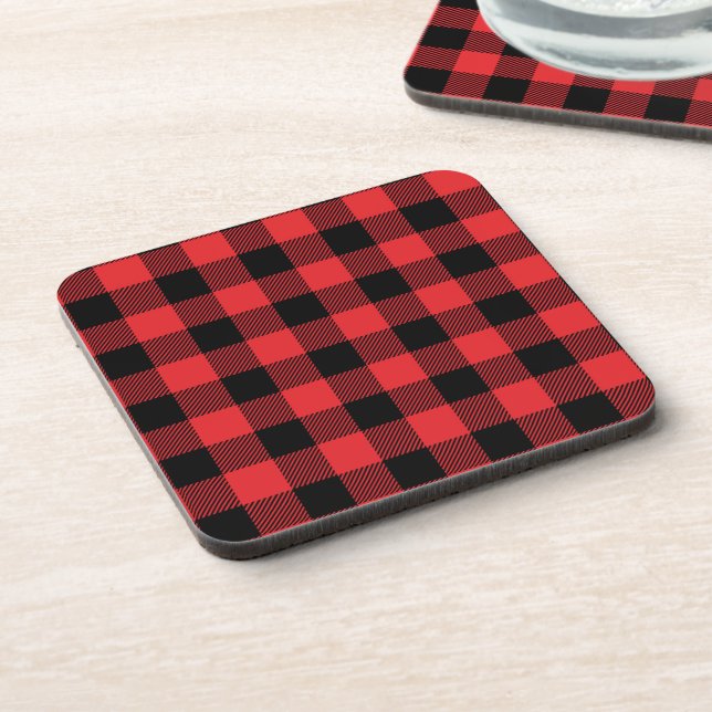 Posavasos Patrón de comprobación de búfalo de la hincha roja (Lado Izquierdo)
