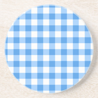 Posavasos Patrón De Comprobación De Gingham Azul Y Blanco