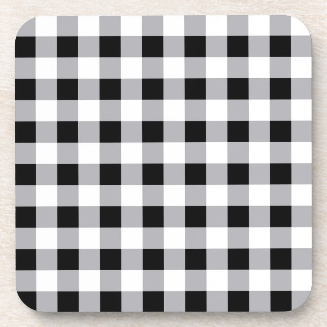 Posavasos Patrón de comprobación de la placa blanca gris neg (Frente)