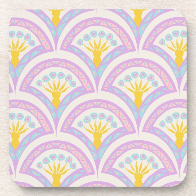 Posavasos patrón de concha de colores pastel (Frente)