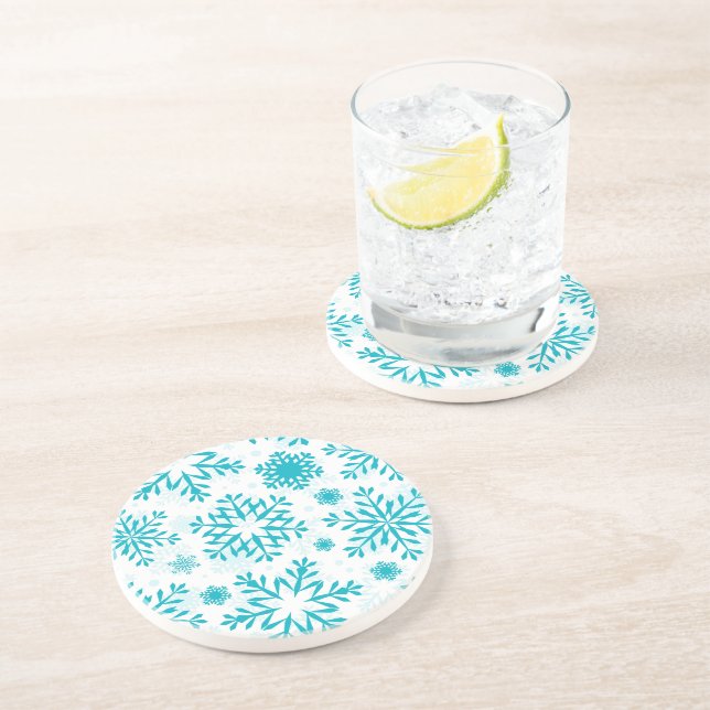 Posavasos Patrón de copo de nieve azul (Lado)
