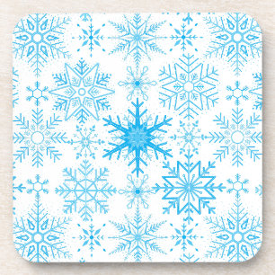 Posavasos Patrón de copo de nieve azul