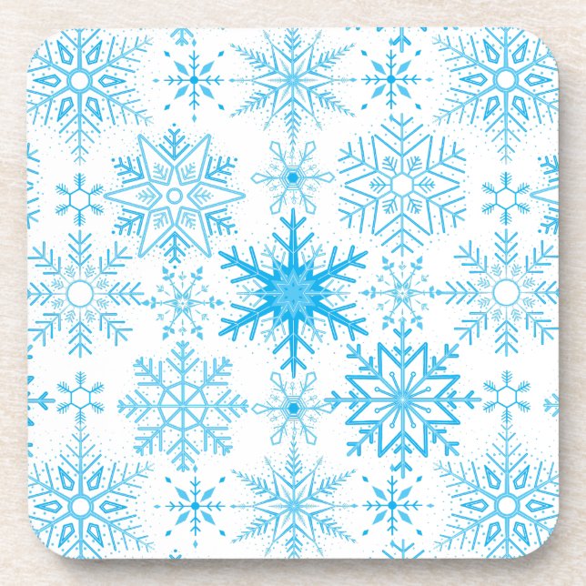 Posavasos Patrón de copo de nieve azul (Frente)