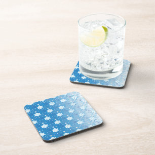 Posavasos Patrón de copos de nieve azul y blanco de invierno