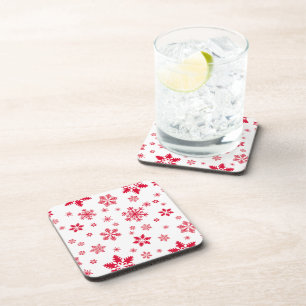 Posavasos Patrón de copos de nieve, copos de nieve rojos, ni