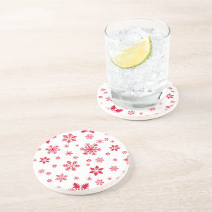 Posavasos Patrón de copos de nieve, copos de nieve rojos, ni
