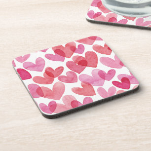 Posavasos Patrón de Corazón de Acuarela
