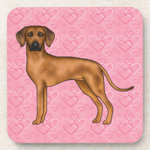Posavasos Patrón de corazón de amor de perro Rhodesian Ridge