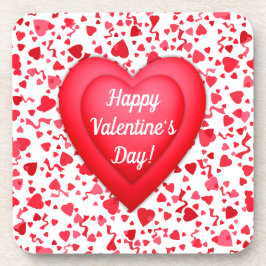 Posavasos Patrón de corazón de confetti rojo el día de San V