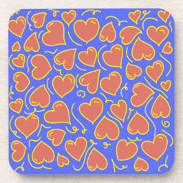 Posavasos Patrón de corazón divertido y negrita