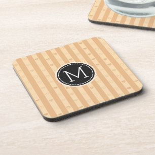 Posavasos Patrón de corazón moderno de rayas toscanas con mo