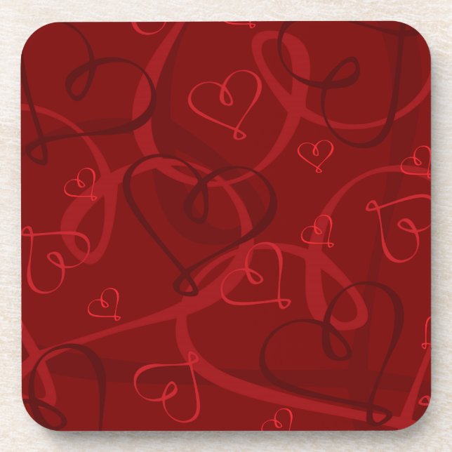 Posavasos Patrón de corazón rojo (Frente)