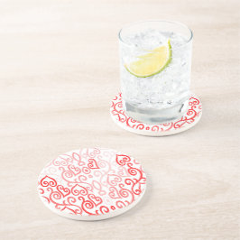 Posavasos Patrón de corazón rojo y rosa