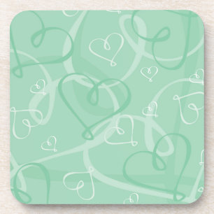 Posavasos Patrón de corazón verde de la mimbre