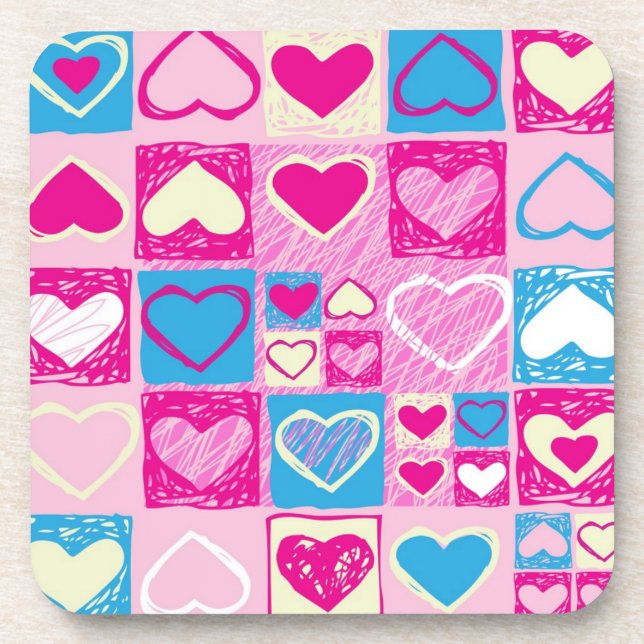 Posavasos patrón de corazones (Frente)