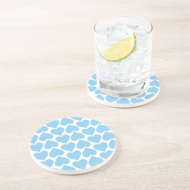 Posavasos Patrón de Corazones Azules, Romántico, Amor (Lado)