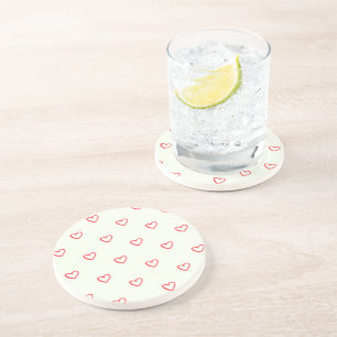 Posavasos Patrón de Corazones Rojos, Lindo, Amor