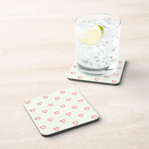 Posavasos Patrón de Corazones Rojos, Lindo, Amor