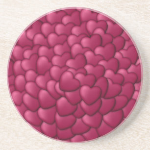 Posavasos Patrón de Corazones Rojos Románticos en 3D-32322