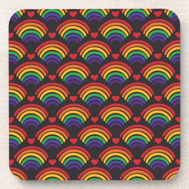Posavasos Patrón de Corazones y Arcoiris (Frente)