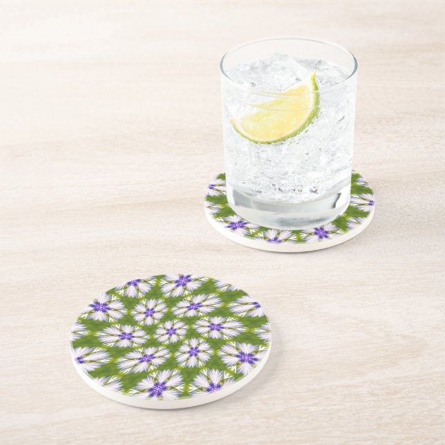 Posavasos Patrón de cornflores blancas (Lado)
